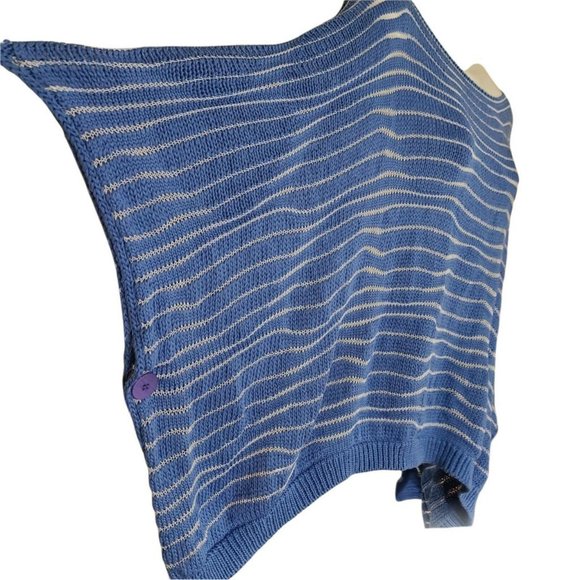 Guido Lombadi Women knitted Rectangular Pull on Cover Up Sweater Blue XL $300 - Picture 2 of 5